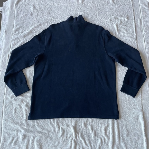 VINTAGE Mens Polo Ralph Lauren Embroidered Triple Pony 1/4 Zip Pullover, Navy - Picture 3 of 3